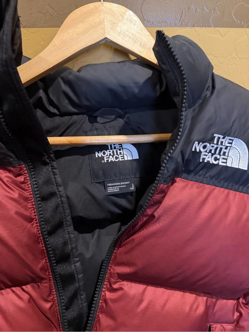 The North Face' Burgundy & Black Puffer Jacket